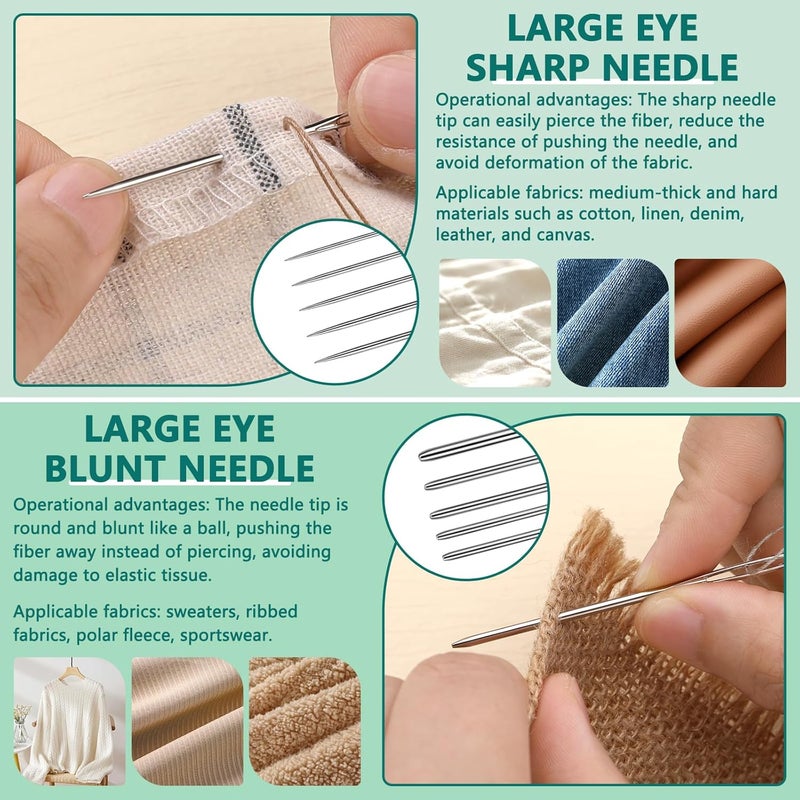 Bupete 65 Pcs 12 Sizes Large Eye Blunt Needles Set, Large Eye Sewing Needles, Tapestry Needles, Yarn Needles with Threaders, Embroidery Needles for Hand Sewing for Knitting Sewing - Image 4